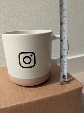 Instagram Logo Mug – White Speckled Ceramic, Tan Base – New